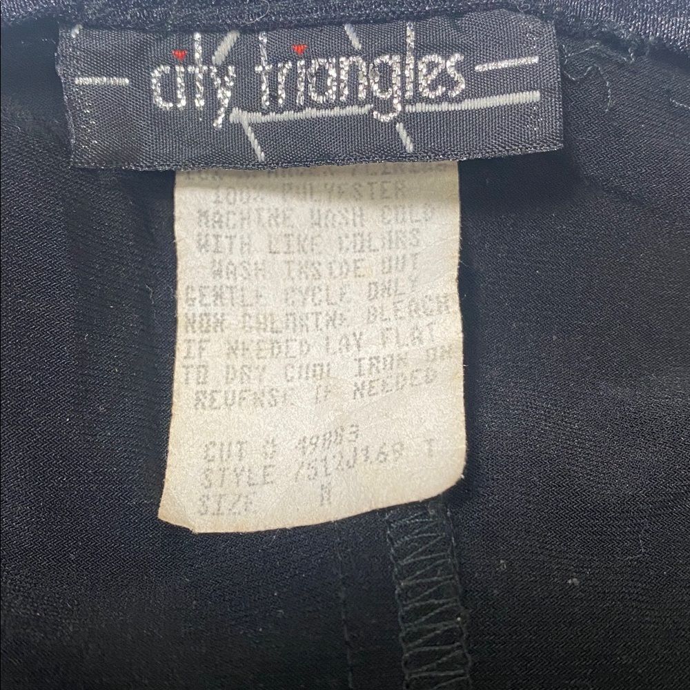 Vintage Y2K City Triangles Black Glitter High Low Asymmetrical Prom Dress Size M - Picture 3 of 12